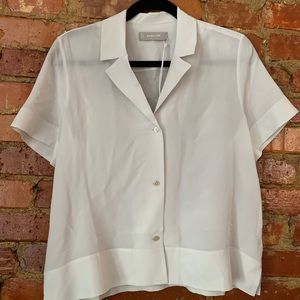 Everlane short sleeve silk notch shirt